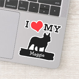 Pegatina Nombre personalizado de Bulldog francés negro