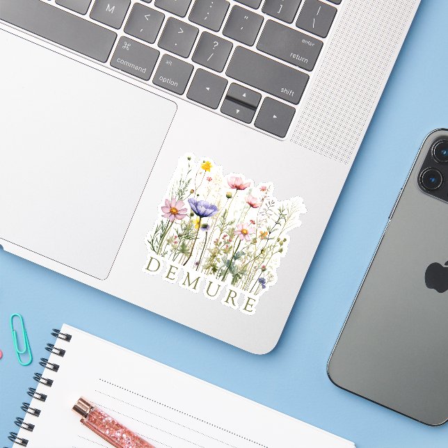 Pegatina Nombre personalizado de delimitación de flores sil (Ordenado portátil con iPhone)