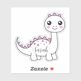 Pegatina Nombre personalizado de dinosaurio gracioso lindo