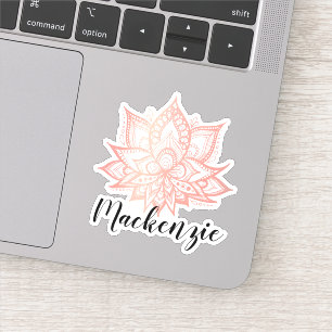 Pegatina Nombre personalizado de flor de Lotus rosa