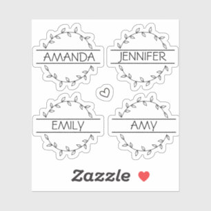 Pegatina Nombre personalizado de floral transparente manusc