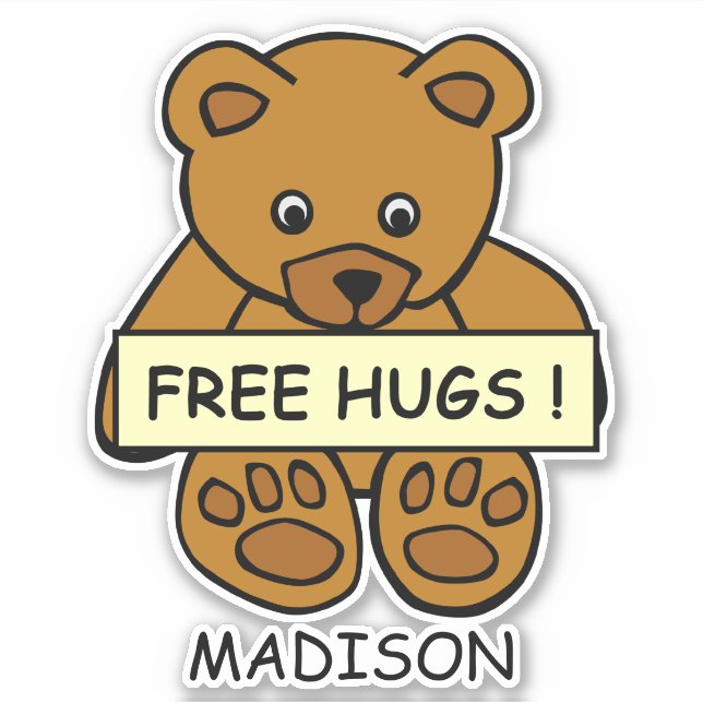 Pegatina Nombre personalizado de Free Hugs Teddy (Anverso)