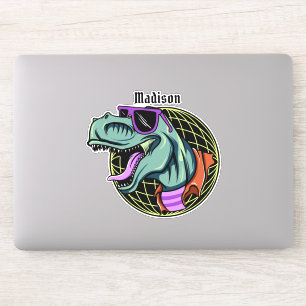 Pegatina Nombre personalizado de Hipster T-Rex