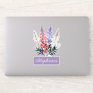 Pegatina Nombre personalizado de la flor de nacimiento de j