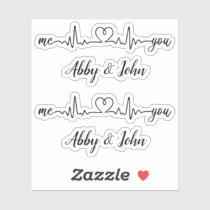 Pegatina Nombre personalizado de la línea de corazón de L