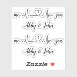 Pegatina Nombre personalizado de la línea de corazón de Lov