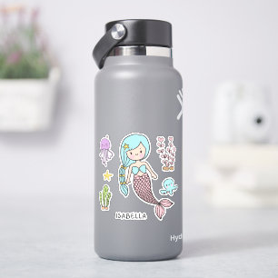 Pegatina Nombre Personalizado De La Sirena Cuta Whimsical G