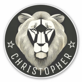 Pegatina Nombre personalizado de león antiguo moderno Guay 