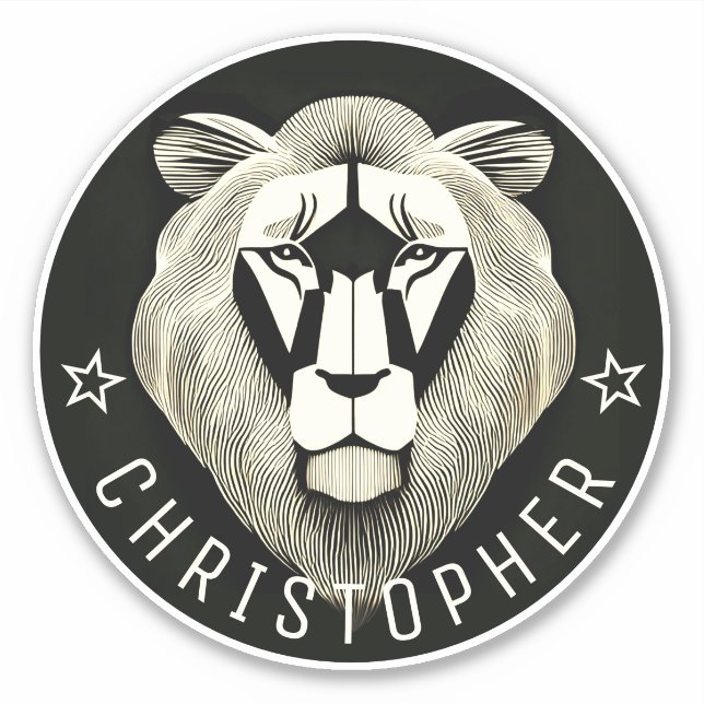 Pegatina Nombre personalizado de león antiguo moderno Guay  (Anverso)