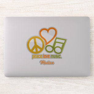 Pegatina Nombre personalizado de Peace Love Music