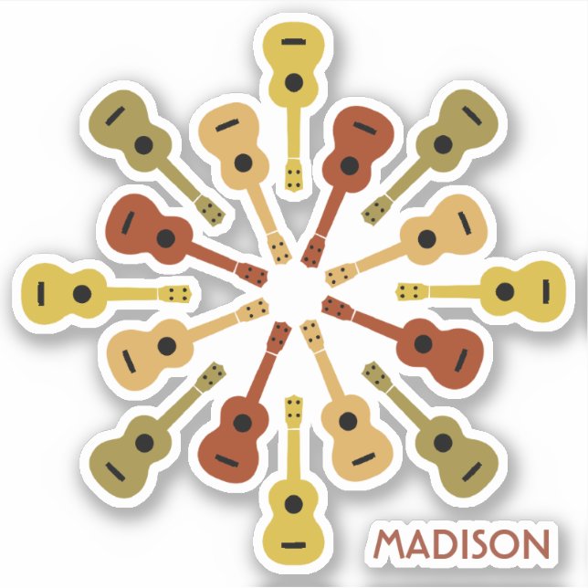 Pegatina nombre personalizado de UKULELE (Anverso)