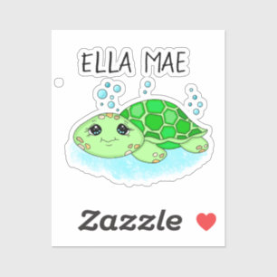 Pegatina Nombre personalizado del Personalizado de tortuga