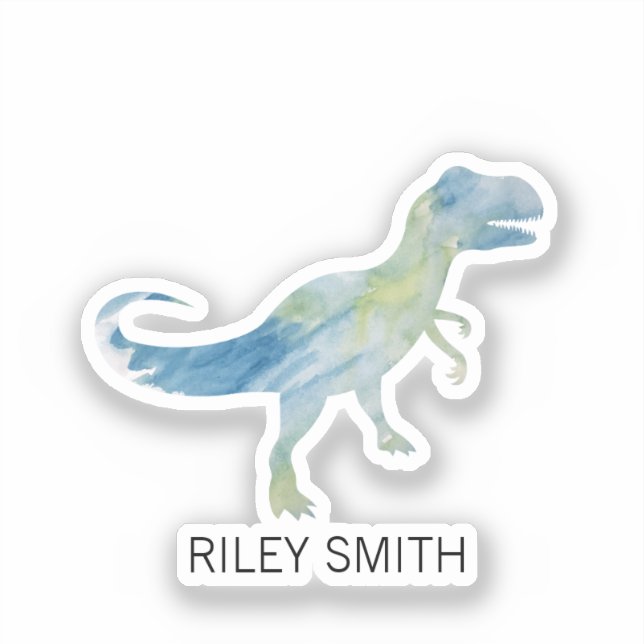 Pegatina Nombre personalizado Dinosaur Trex Botella de agua (Anverso)
