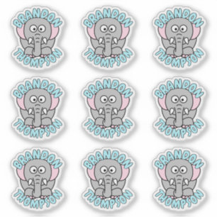 Pegatina Nombre personalizado Elephant Zoo Animal