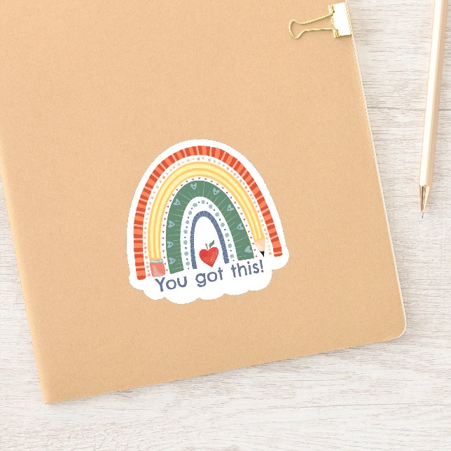 Pegatina Nombre personalizado Escuela Arcoiris Inespiritivi (Cuaderno)