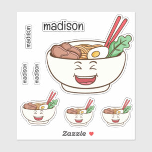 Pegatina Nombre personalizado fideos lindos kawaii