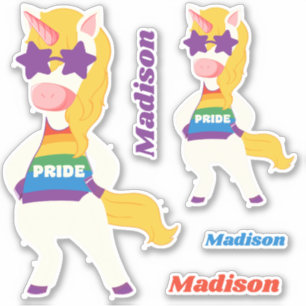 Pegatina Nombre personalizado Gay Unicorn