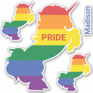 Pegatina Nombre personalizado Gay Unicorn
