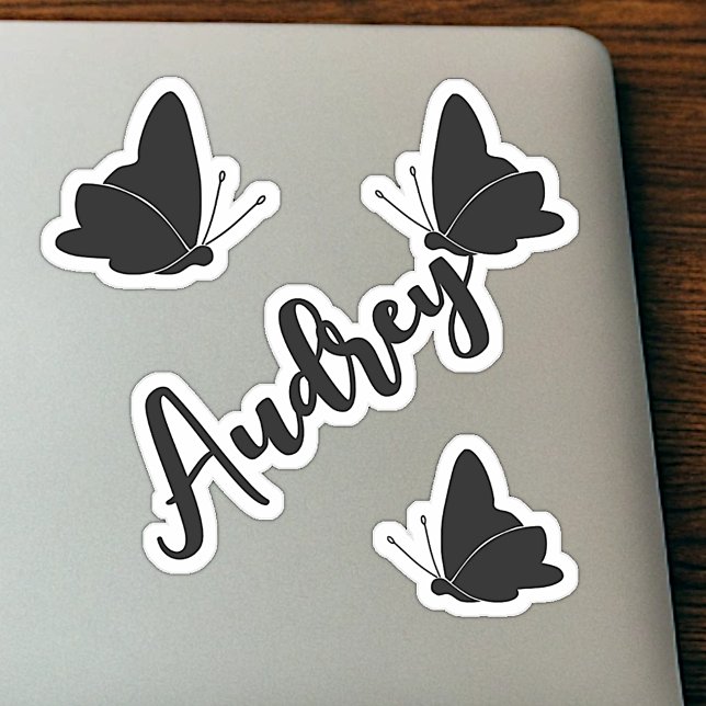 Pegatina Nombre personalizado gráfico de mariposas negras l (Subido por el creador)
