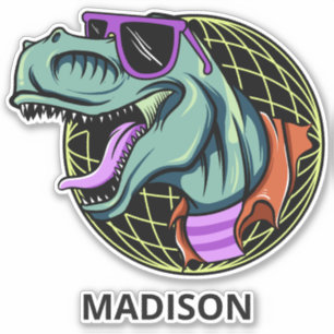 Pegatina Nombre personalizado Hipster T-Rex