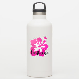 Pegatina Nombre personalizado lindo esquema de flor hawaian