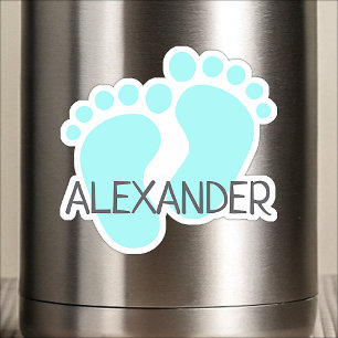 Pegatina Nombre personalizado lindo pastel azul pies dedos