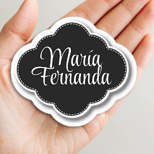 Pegatina Nombre personalizado Marco de emblema genial Forma