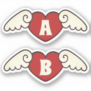 Pegatina Nombre personalizado Monograma Corazones voladores