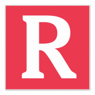 Pegatina Nombre personalizado Monograma Iniciales Rojo Blan