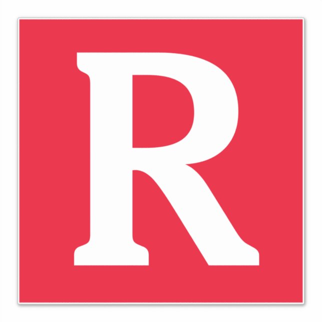 Pegatina Nombre personalizado Monograma Iniciales Rojo Blan (Anverso)