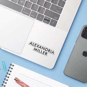 Pegatina Nombre personalizado Monograma moderno Sans Serif 