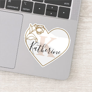 Pegatina Nombre Personalizado Monograma Tulipán Romántico C