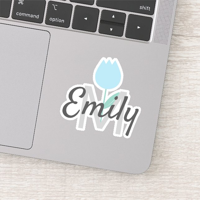 Pegatina Nombre personalizado monogramado de Tulip de prima (Detalle)
