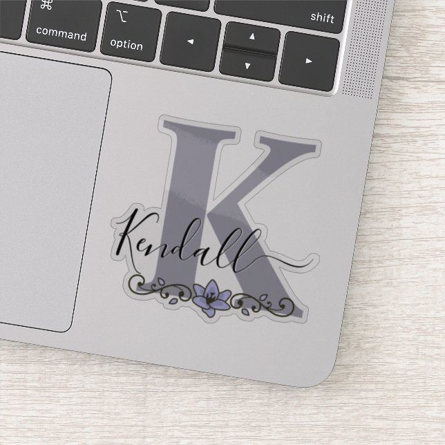 Pegatina Nombre personalizado monogramado Flor lirio románt (Detalle)