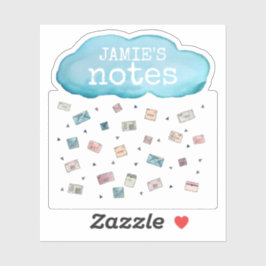 Pegatina Nombre personalizado Notas de la lluvia Cloud