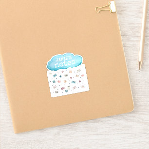 Pegatina Nombre personalizado Notas de la lluvia Cloud