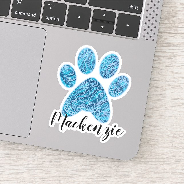 Pegatina Nombre personalizado Paw Print Doodle Art (Detalle)