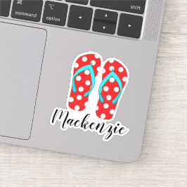 Pegatina Nombre personalizado Red Flip Flops Summer Beach