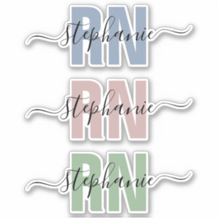 Pegatina Nombre personalizado RN Enfermera registrada perso