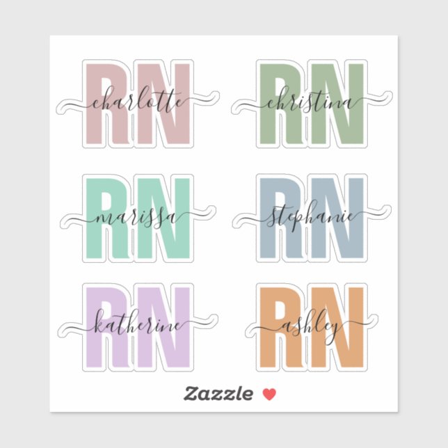 Pegatina Nombre personalizado RN Reconocimiento de enfermer (Hoja)