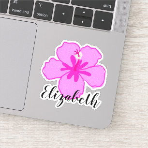 Pegatina Nombre personalizado Rosa Hibiscus Chica de coco d
