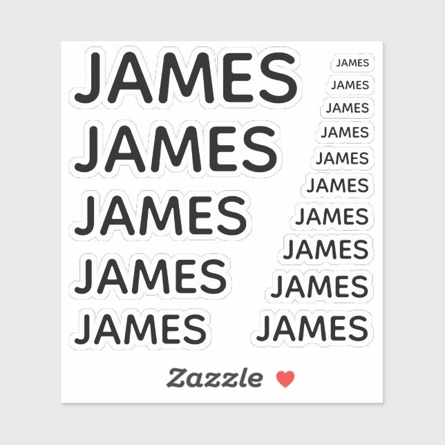 Pegatina Nombre personalizado simple en mayúsculas negras e (Hoja)