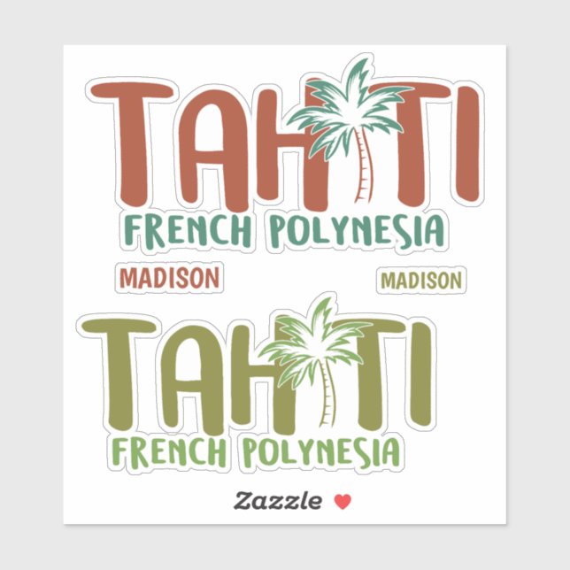 Pegatina Nombre personalizado Tahití (Hoja)