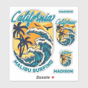 Pegatina Nombre personalizado / Texto Surfing de California