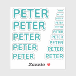 Pegatina Nombre personalizado Verde azulado 15 tamaños simp