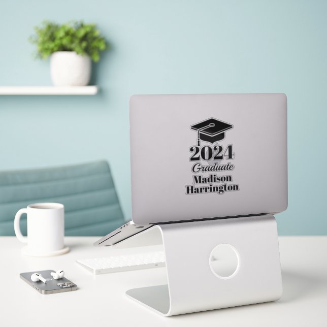 Pegatina Nombre personalizado y graduación de año (Ordenado portátil  en el escritorio)