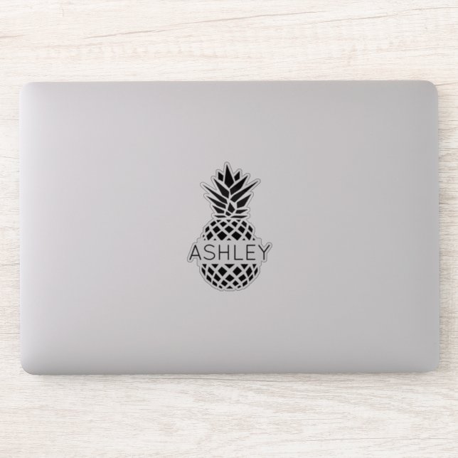 Pegatina Nombre personalizado y portátil de piña (Ordenador)