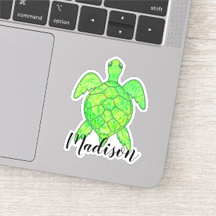 Pegatina Nombre personalizado Zen Mandala Turtle