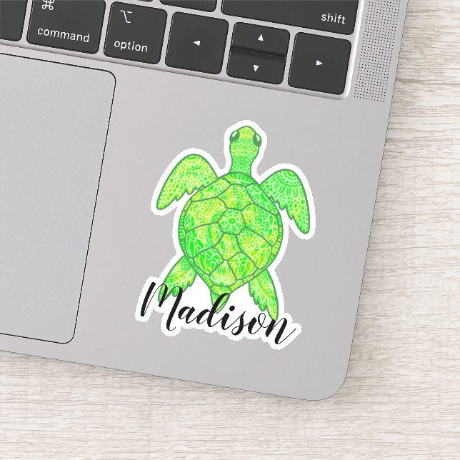 Pegatina Nombre personalizado Zen Mandala Turtle (Detalle)
