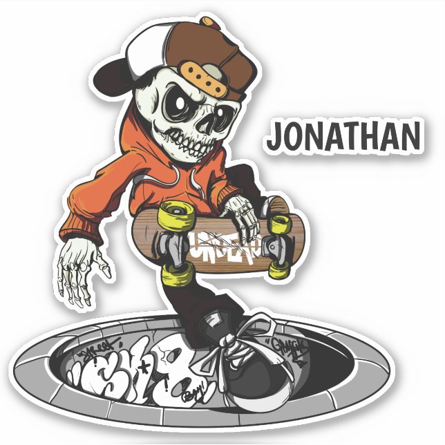 Pegatina Nombre personalizado Zombie Skater (Anverso)